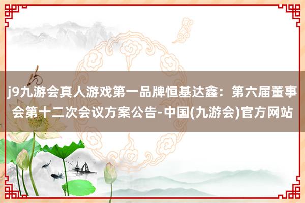 j9九游会真人游戏第一品牌恒基达鑫：第六届董事会第十二次会议方案公告-中国(九游会)官方网站